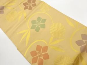 抽象笹蔓緞子模様織出し名古屋帯